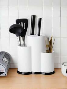 1 Stück Küchenhelfer Organizer Regal, 3-in-1 universeller Küchenhelter Halter zum Aufbewahren von Messerblock, leeren Messerblock, großen Kochutensilien, Essstäbchen, Messern und mehr platzsparenden Küchenzubehör, geeignet als Halloween Geschenk, Weihnachtsgeschenk, Jahresendkauflistenvorschlag