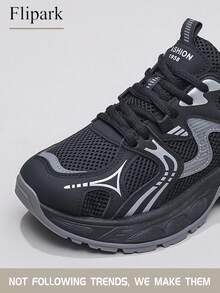 Flipark 1 双女式运动透气厚底运动鞋，系带黑色网眼轻便低帮休闲运动鞋 - 黑色 - 查看 5
