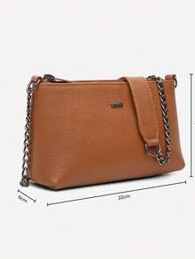 Vittal Clutch Annelise Women's Bag In Genuine Leather Black With Chain Strap - Lạc đà - Xem 8