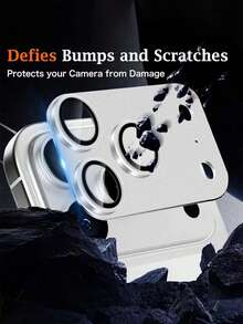 Camera Lens Protector Film Compatible With Iphone 17 Pro Max, [Anti-Scratch], [Compatible With Phone Case], [Matte Finish], Metal Aluminum Alloy + Tempered Glass, Lens Protector Compatible With Iphone 17 Pro Max - Silver - Silver - View 3
