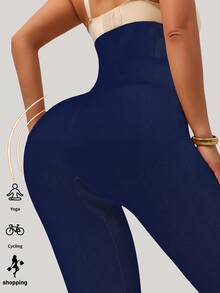 1 Quần tập yoga cạp cao kiểm soát bụng, định hình eo, nâng mông, quần legging dài đến mắt cá chân - Màu xanh hải quân - Xem 5