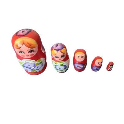 5-Tier Wooden Russian Nesting Dolls - Handcrafted 3D Flower & Butterfly Ornament, Creative Home Decor, Mixed Colors, Ideal Gift For Kids' Day & Parties, Party Accessories, Decorative Ornaments, Vibrant Colors, Intricate Craftsmanship