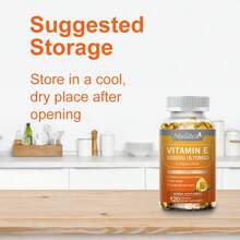 2 Bottles Vitamin E 670mg Capsules - 120 Capsules Per Bottle, 100% Gluten-Free & Dairy-Free, Supports Light Beige, Hair, Immune & Eye Health, Antioxidant For Heart Health & Cell Protection, Herbal Supplement, Allergen-Free Formula - 2 Pack(240 Capsules) - 查看 7