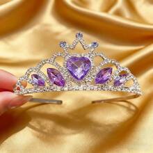1pc Children Princess Crown Headband, New Alloy Rhinestone Crown Headpiece Suitable For Girls Birthday, Stage Performance