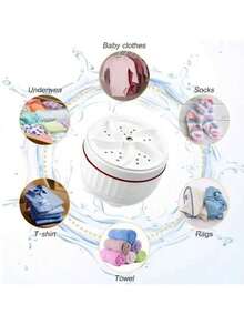 1 piezas Mini Lavadora USB Spinning Turbo Lavadora Portátil, Lavadora Portátil, Ultrasonic Turbo Mini Lavadora (con ventosa) Para Calcetines Ropa Interior Limpieza Vajilla Viajar Casa Negocios Viajar - Blanco - Ver 6