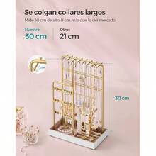 Expositor de Joyas, Soporte para Joyas, Organizador de Joyas, Bandeja de Terciopelo, Dorado MJJS021A01V1 - inicial - Ver 7