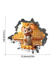 1 Piece 3D Cartoon Kitchen Mouse Chef Sticker Children's Room Decoration Mouse Hole Switch Sticker - Multicolor - View 7