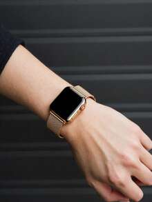 1 pieza Correa de malla metálica estilo clásico en color oro rosa compatible con Apple Watch de 45mm Ultra2 49mm, 38mm, 40mm, 41mm, 42mm, 44mm, 46mm, pulseras milanesas compatibles con Series SE 10 9 8 7 6 5 4 3 2 1