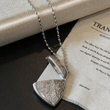 1 Piece Silver Heart Mini Bag Necklace For Women, Niche High-End Design, Long Crossbody Chain,  Layered Sweater Chain Accessory Perfect For Daily Looks - 銀色 - 查看 5