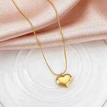 1 pieza Collar de corazón elegante y suave chapado en oro de 18K para mujer, joyería de acero inoxidable, mejor regalo para amigos para fiestas