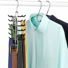 Percha Giratoria para Corbatas con Trabillas para Cinturón (Color Cromo/Negro), Soporte Giratorio para Corbatas y Cinturones, Organizador de Corbatas con Portacinturones (Cromo/Negro), Percha Rotativa para Accesorios de Vestir, Soporte Organizador para Corbatas y Cinturones (Cromo/Negro), Percha Giratoria con Trabillas para Cinturones, Soporte Rotativo para Corbatas (Cromo/Negro), Organizador Giratorio para Corbatas y Cinturones, Ideal para Closets y Armarios de Dormitorio, Percha de Accesorios Cromo/Negro para Corbatas y Cinturones - Negro - Ver 2