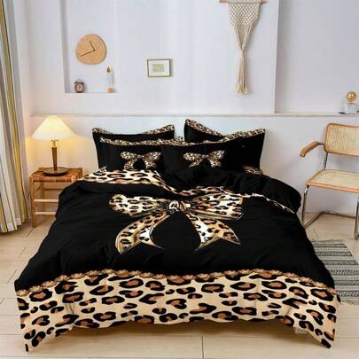 Decorative Butterfly & Flower Bow Bedding Set – 1 Duvet Cover & 2 Pillowcases (Filler-Free), Ideal For Home/Bedroom/Hotel