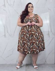 KIT 2 Women's Printed Plus Size Tank Dresses - 彩色 - 查看 4