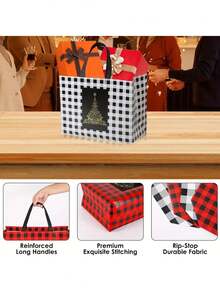 8 Stücke, große Weihnachtsgeschenktaschen, wiederverwendbare Tragetaschen mit Griffen, Nicht-gewebte Weihnachts-Einkaufstaschen für Feiertage und Weihnachten