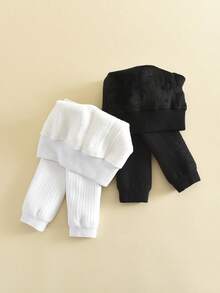 2 st tjocka, varma och bekväma leggings för småbarn, höst/vinter - Multifärgad - Visa 22