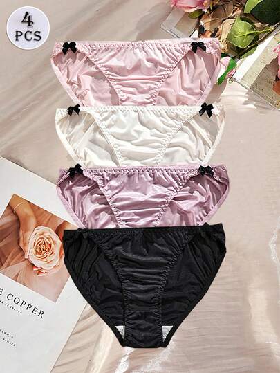 4件套可爱蝴蝶无缝中腰女士内裤，适合运动、瑜伽和日常穿着