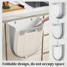 1pc Bathroom Wastebasket, Cabinet Door-Hanging Trash Can, Foldable Wall-Mounted Trash Can, Waste Paper Basket, Bathroom And Kitchen Garbage Bin - Multicolor - View 10