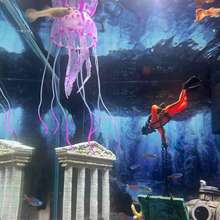 1 st röd silikon konstgjord glödande fluorescerande maneter akvariedekor, undervattensväxt marin landskapsprydnad (ingen laddning)