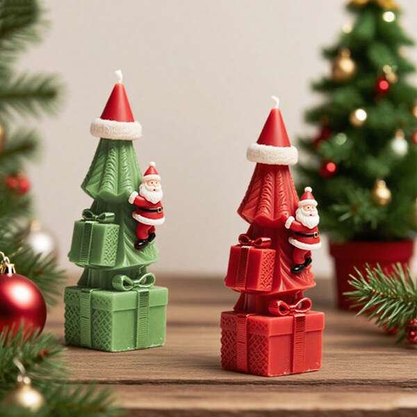 1 pieza Molde de silicona con diseño de Papá Noel para vela perfumada, regalo creativo de Papá Noel, moldeado de jabón, resina, yeso, decoración del hogar y regalos manuales creativos