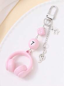 1 pieza Llavero con pendiente de auriculares, pendiente personalizado con nota musical/estrella/bola de billar 8/dado - Regalo de moda y minimalista, adecuado para mujeres y adolescentes amantes de la música como accesorio de cumpleaños, excelente para regalos diarios y festivos