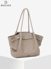 Bolso de hombro de mujer con textura y decoración de letra, bolso de moda sencillo para ir de compras y salir