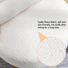 White Plush Swivel Chair With Lumbar Cushion - 100kg Load Capacity With Swivel Metal Base - White - View 11