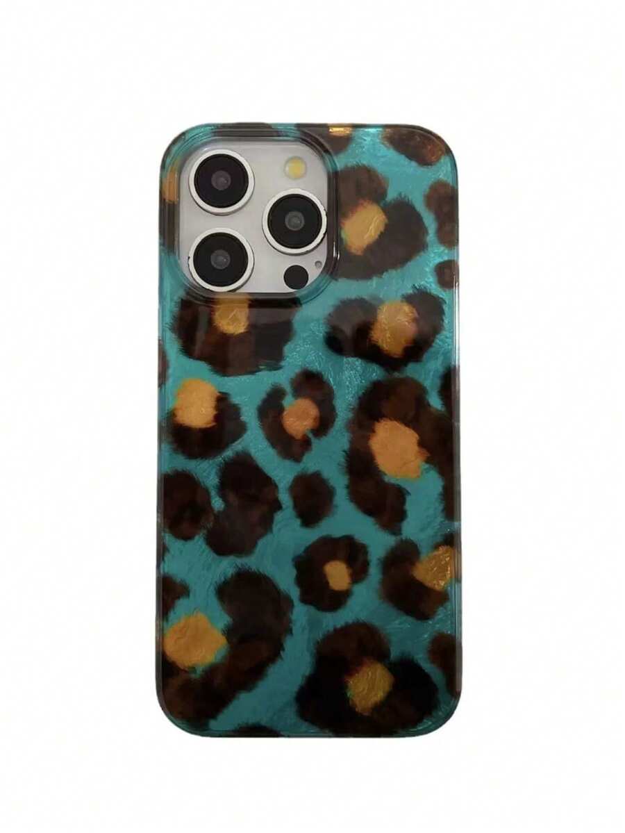 1pc Blue Leopard Print New Glacier Foil Case Gradient IMD Dual-Layer TPU Shockproof Phone Case Protective Cover Suitable For IPhone 11/12/13/14/15/16/Pro Max