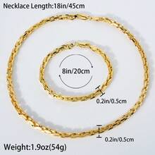 Hiphop Swedish Itay 750 18k Gold Plated Copper Chain Necklace Bracelet Jewelry Set For Women