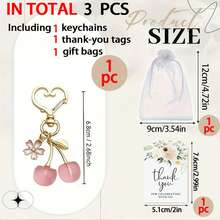 15/3pcs Pink Sakura Keychain Pendant, Cute Multifunctional Fruit Theme Party Favor, Birthday Wedding Bride Gift, Gender Reveal Party, Fruit Keychain, Teacher Appreciation Gift - Multicolor - View 7