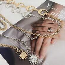 Beach Y2K Boho Gold Sun & Circle Waist Chain Statement Body Chain