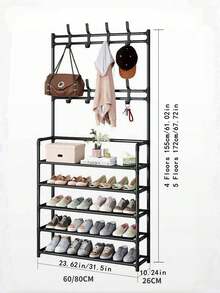 1pc Multi-Functional Coat Rack, Shoe Rack, Storage Rack, Movable And Easy To Assemble, Suitable For Living Room, Entrance, Bedroom, Study, Office, Holiday Gift, Valentine's Day Gift, Children's Gift