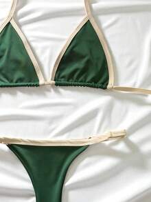 Women's Athens Suplex Curtain Bikini With Regulator - Moss Green With Cream - View 4