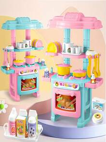 Juego de cocina interactivo y realista para niñas, incluye sartén y estufa, utensilios de cocina, juego de cocina de juguete para juego de roles - Multicolor - Ver 3