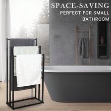 Black/White 3 Tier Free Standing Towel Rail Stand Unit Rack Storage Bathroom - Black - View 7