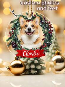 Personalized Pet Ornament, Custom Dog Christmas Ornament, Pet Memorial Ornament, Cat Photo Christmas Ornament, Pet Portrait With Name As A Gift - Multicolor - View 1