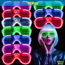 10pcs LED Luminous Glasses, Suitable For Christmas Party, Festival Party, Birthday Party, New Year Party, 5 Color Options, Glow-In-The-Dark Glasses, Glow Party Supplies, Neon Party Favors (1/5/10 Pairs) - Multicolor - View 8