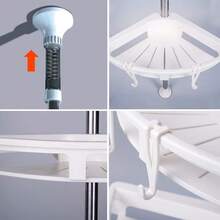 4-Tier Shower Corner Caddy Tension Pole Rod Bathroom Shelf Organizer Adjustable Storage Rack Stand Shampoo Soap Holder With Towel Bar - White - View 6