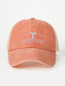 1 pieza Gorra de béisbol de malla lavada con bordado de UNIVERSIDAD, sombrero casual de protección solar para exteriores adecuado para viajes, playa, vacaciones, estilo versátil de moda Y2K unisex