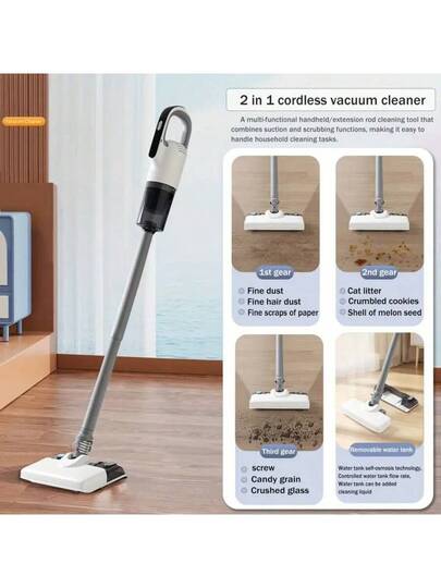 In Cordless Stofzuiger Mopping Combo Speed Adjustment, Lightweight Easy To Deep Cleaning Includes Attachments Fine Dust, Cat Litter, More USB Rechargeable, Wit Gray, Cleaner, Versatile Tool, Moderne Home Appliance, Durable Construction, Slimme Cleaners, Sleek Highquality Build, rs