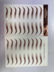 2 Pcs Natural-Looking Realistic BrownEyebrow Temporary TattooStickers - Easy ApplyDisposable - Brown - View 10