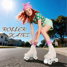 Milky Way Women's Roller Skates With Light-Up Wheels, Men's, Adult, Beginner Outdoor Quad Roller Skates, Classic Double Row Roller Skates - Thịt hồng - Xem 3
