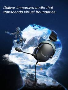 AmpliGame PC Gaming Headset, USB Headset With 7.1 Surround Sound, Detachable Microphone, Control Box, 3.5mm Headphones Jack, Over-Ear Wired Headphones ForComputer Switch, Black-FIFINE H9 - Black - View 4