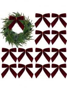12/24 pièces Petits nœuds de Noël en velours Ornement mignon et doux Décorations de Noël Convient pour sapin de Noël, couronne, emballage cadeau, artisanat DIY, mariage, fête, sacs à friandises, décoration de la maison, décorations de Noël, décoration de chambre d'hiver