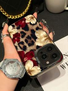 Husă de telefon de calitate premium cu imprimeu floral și leopard, compatibilă cu 16 Pro Max, 15 Pro Max, 14, 16 Plus, 15, 13 Pro, 12, 11, X, XR, XS Max, husă de protecție anti-cădere, design de înaltă calitate - Multicolor - Vizualizare 4