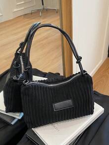 1 Stück Damen Cord Stoff Halbmond Umhängetasche, modisch retro vielseitig, geeignet für Einkaufen, Arbeit, Pendeln, Reisen