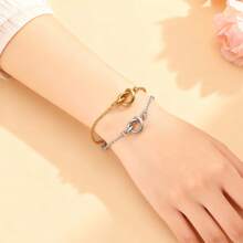 2 件不锈钢挚友手链心形结配对手链，适合闺蜜友谊长距离手链，适合闺蜜姐妹情侣生日圣诞节珠宝礼物 - 銀色 - 查看 12