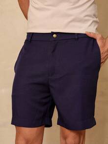 Mauricinho Tailored Casual Premium Shorts - 藏蓝色 - 查看 7
