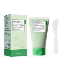 120g Mascarilla exfoliante de tomate de limpieza profunda, una mascarilla de arcilla infundida con extractos de menta y centella asiática, limpia en profundidad, hidrata, mejora los poros, elimina los puntos negros, reafirma la piel facial, dejándola talla grande suave. Adecuado para el cuidado facial diario. Otoño.