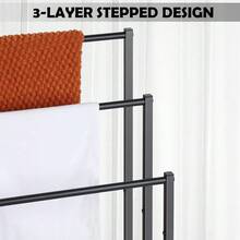 Black/White 3 Tier Free Standing Towel Rail Stand Unit Rack Storage Bathroom - Black - View 3