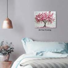 1pc Canvas Print Painting Framed And Stretched Ready To Hang Pink Cherry Blossom Tree For Restaurants Living Room Hallways Bedroom Office.Stretched And Framed Ready To Hang. - 白色 - 查看 3